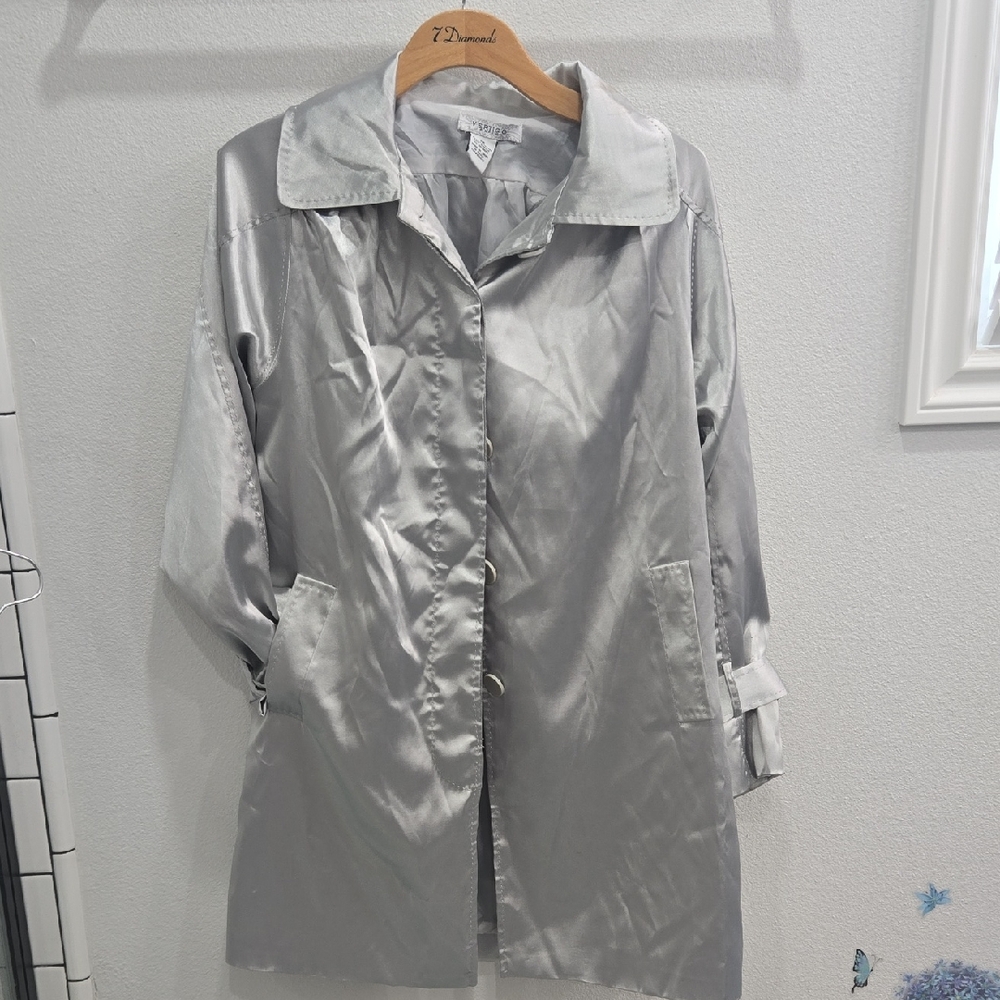 Vertigo Paris Shimmering Silver Trench Coat